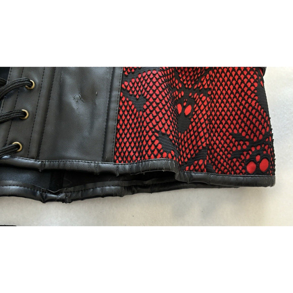 Charmian Skull Bones Red‎ Black Corset Gothic Steampunk Valentine Costume 5XL - Picture 12 of 16